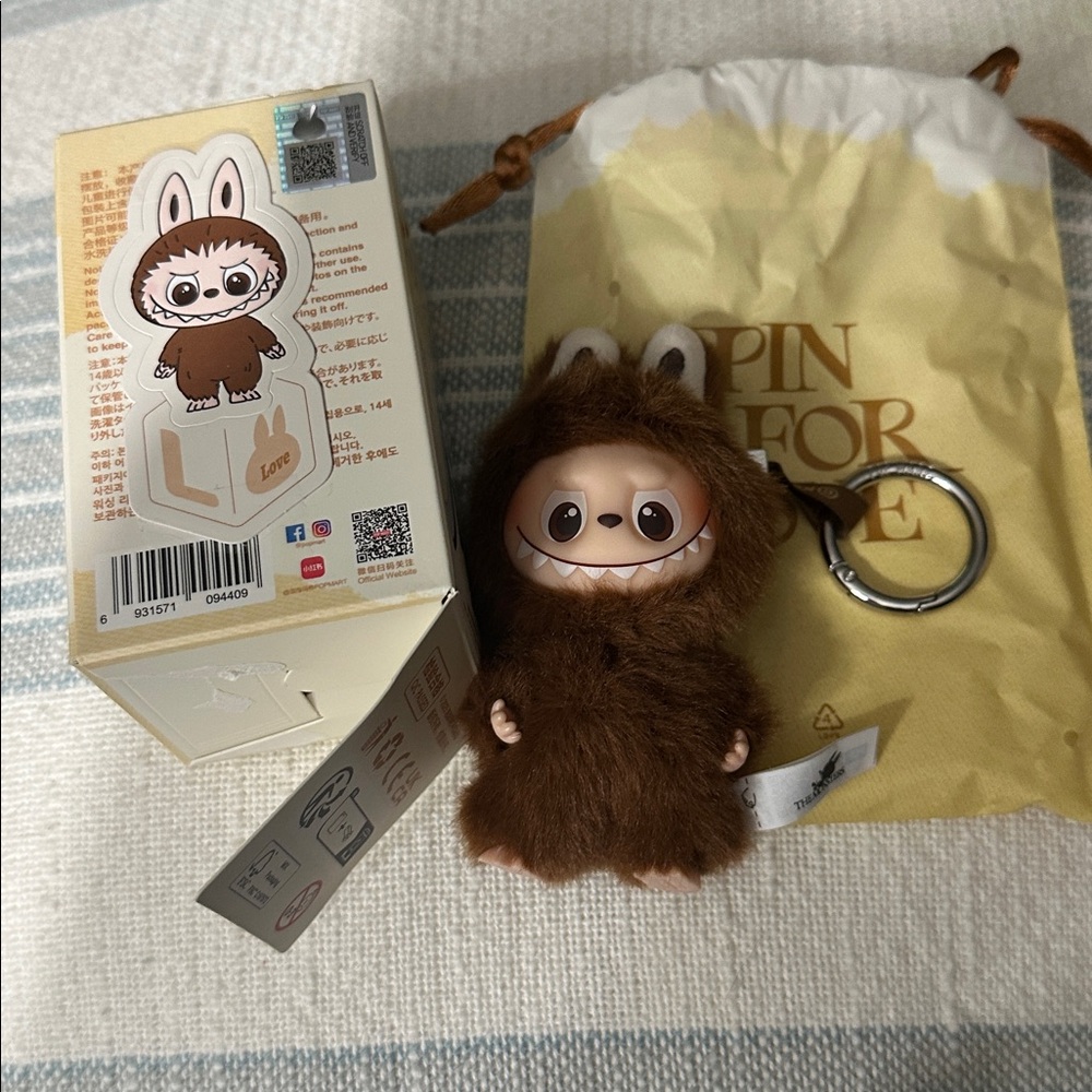 “L” Pin For Love Series (A-M) Brown Labubu.New.Box opened to verify.